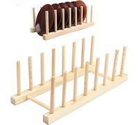LATRAT Estante para platos, escurreplatos de bambú, escurreplatos para guardar vajilla, tazas, CD, libros, bambú, estante para platos, soporte para armario de cocina