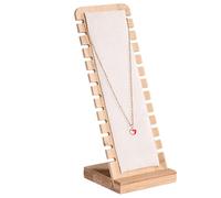 LATRAT - Expositor de collar de madera, 12 ranuras para expositores de joyas de collar, paneles para pulsera, collar colgante, color beige