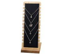 LATRAT - Expositor de collar de madera, 12 ranuras para expositores de joyas de collar, paneles para pulsera, collar colgante, color negro