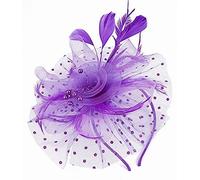 LATRAT Gorro de malla con diseño de corazón de flores, estilo vintage, plumas, para mujeres y niñas (morado)
