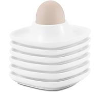 LATRAT Huevera de cerámica, color blanco, con bandeja para huevos, apta para cocina, comedor, forma cuadrada (9,5 x 9,5 x 3) (6)