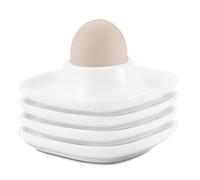 LATRAT Huevera de cerámica, color blanco, con bandeja para huevos, apta para cocina, comedor, forma cuadrada (9,5 x 9,5 x 3) (4)