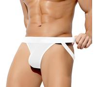 LATRAT Jockstrap Hombre Tanga Ropa interior, Tanga Hombre Sexy Erótica, Suavidad Slips Lencería Soporte Atlético, blanco, L