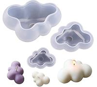 LATRAT - Juego de 3 moldes de silicona para velas en forma de nube, ideal para decoración de bricolaje, fondant, velas aromáticas, cera de soja, jabón, yeso