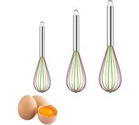 LATRAT Juego de 3 Varillas Batir de Silicona en Espiral, para Mezclar, Batir, Espumar y Remover, Juego de Batidores de Cocina