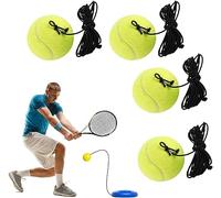 LATRAT Juego de 4 pelotas de tenis con cuerda para entrenamiento de tenis, equipo de repuesto duradero, con cuerda, para principiantes, equipo de entrenamiento amarillo