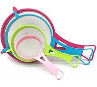 LATRAT Juego de 4 piezas de colador de harina de plástico y colador de alimentos fino, mango de plástico, coladores de malla fina para té, arroz, frutas, verduras, herramientas de cocina
