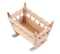 LATRAT Miniatura Cuna Bebé Muñeca Casa de Muñecas Habitación Infantil Accesorios Retro Nostalgia Cama Juguete Madera Natural 1:12