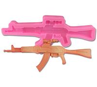 LATRAT Molde de silicona 3D para tartas, galletas, rifles de asalto AK, para fondant, dulces, chocolate, decoración de pasteles