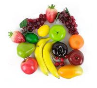 LATRAT Paquete de 20 frutas artificiales, mezcla falsa de frutas para decoración del hogar, juego de frutas de simulación, frutas artificiales para piezas centrales, simulación de frutas, decoración