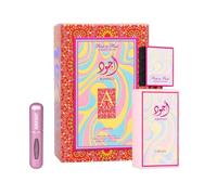 Lattafa Ajwad Pink to Pink Creamy Elixir EDP 100ml para Mujer + Atomizador | Perfume Árabe Femenino Cremoso y Dulce de Larga Duración con Frambuesa, Pera, Chocolate Blanco, Vainilla y Almizcle
