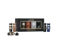 Lattafa Asad Collection Set Miniaturas 4x5ml Asad Bourbon Zanzibar y Elixir | Cofre Masculino con 4 Miniaturas de 5ml: Asad Negro, Bourbon, Asad Zanzibar y Asad Elixir - 20ml en Total, Colección Completa