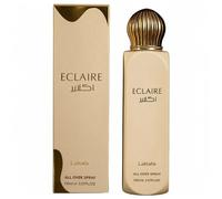 Lattafa Eclaire All Over Spray 150 ml - Niebla perfumada gourmande para mujer, aroma de larga duración, caramelo, vainilla, leche dulce y miel - Perfume de Dubai para cuerpo y cabello, idea de regalo