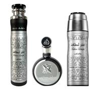 Lattafa Fakhar Man estuche de regalo - 100 ml + spray perfumado 200 ml + ambientador agua de perfume