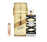 Lattafa Oud Mood Eau de Parfum 100 ml, Perfume Árabe Unisex de Larga Duración, Incluye Atomizador Recargable 5 ml, Fragancia Oriental Cálida con notas de canela, oud y ámbar (Oud Mood)
