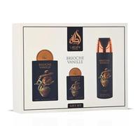 Lattafa Pride Brioche Vanille - Set de regalo de 3 piezas (100 ml EDP + spray corporal perfumado de 200 ml + EDP de viaje de 20 ml) - Fragancia unisex de larga duración - Bergamota, Brioche Accord