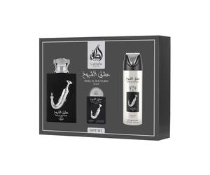 Lattafa Pride Ishq Al Shuyukh Silver EDP 100 ml + EDP 20 ml + DEO en spray 200 ml UNISEX