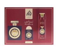Lattafa Pride Nebras - Set de regalo de lujo para mujeres y hombres, frambuesa, cacao oscuro y vainilla, aroma largo y calmante