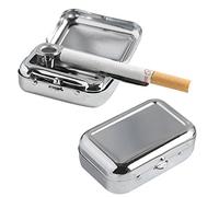 LATTCURE Cenicero de bolsillo para cigarrillos, bolsas para el viaje, mini cenicero, cenicero portátil de metal, cenicero de viaje con tapa, cenicero de viaje sin olor