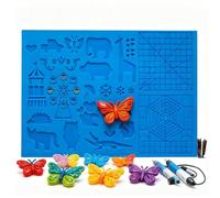 Lattcure Plantilla para lápices 3D, Gran Alfombrilla Silicona para Dibujo 3D Azul 41,5 x 27,5 cm 2 Protectores dedos, Plantillas de Bolígrafo 3D para lápiz 3D impresión 3D, útil para principiantes