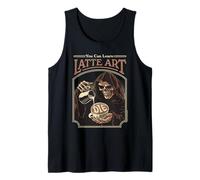 Latte Art Coffee Grim Reaper Retro Vintage Funny Adult Humor Camiseta sin Mangas