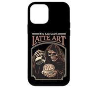 Latte Art Coffee Grim Reaper Retro Vintage Funny Adult Humor Carcasa para iPhone 12 mini