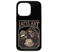 Latte Art Coffee Grim Reaper Retro Vintage Funny Adult Humor Carcasa para iPhone 13 Pro