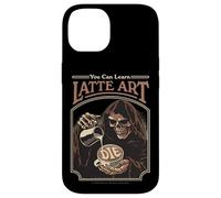 Latte Art Coffee Grim Reaper Retro Vintage Funny Adult Humor Carcasa para iPhone 14