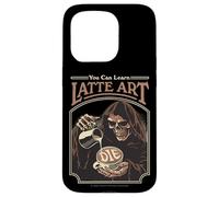Latte Art Coffee Grim Reaper Retro Vintage Funny Adult Humor Carcasa para iPhone 15 Pro