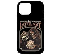 Latte Art Coffee Grim Reaper Retro Vintage Funny Adult Humor Carcasa para iPhone 16 Pro Max