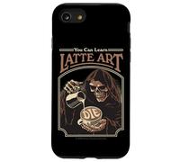 Latte Art Coffee Grim Reaper Retro Vintage Funny Adult Humor Carcasa para iPhone SE (2020) / 7 / 8