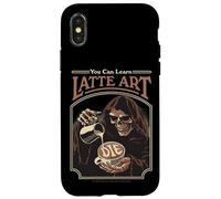 Latte Art Coffee Grim Reaper Retro Vintage Funny Adult Humor Carcasa para iPhone X/XS