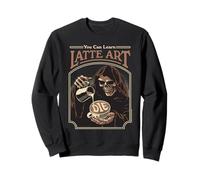 Latte Art Coffee Grim Reaper Retro Vintage Funny Adult Humor Sudadera