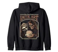 Latte Art Coffee Grim Reaper Retro Vintage Funny Adult Humor Sudadera con Capucha