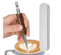 Latte Art Tools, Stainless Steel Double-Ended Pen with Wood Handle