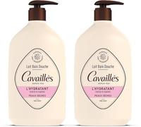 Latte baño y ducha hidratante ROGÉ CAVAILLÈS: hidrata y protege la piel, apto desde 3 años, sin jabón, dermatológicamente probado, 85% natural, botella reciclada, pack 2x1L