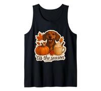 Latte con Especias de Calabaza para Perros Salchicha Tis The Season, otoño y otoño Camiseta sin Mangas
