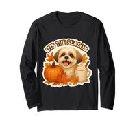 Latte con Especias de Calabaza para Perros Shih Tzu, otoño y otoño, Tis The Season Manga Larga