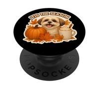 Latte con Especias de Calabaza para Perros Shih Tzu, otoño y otoño, Tis The Season PopSockets PopGrip Adhesivo
