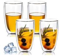 Latte Macchiato - Juego de 4 tazas de café con doble pared (4 vasos de 450 ml, de doble pared, capuchino, tazas de café, tazas de café con hielo, vasos térmicos de café)