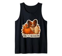 Latte Papillon Dog Otoño-Otoño Pumpkin Spice Latte de Tis The Season Camiseta sin Mangas