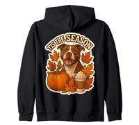 Latte Tis The Season Pit Bull Dog para otoño y Calabaza con Especias Sudadera con Capucha