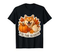 Latte Tis The Season Shiba Inu Dog para otoño y Calabaza con Especias Camiseta