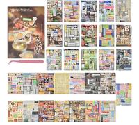 LATUMCO Libro de calcomanías japonés retro de ensueño, 30 hojas de calcomanías estéticas nostálgicas, con acabado brillante, mate y brillante, para diario, álbumes de recortes y manualidades (4 x 5.6