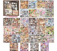 LATUMCO Libro de calcomanías retro japonés, 30 hojas de calcomanías estéticas vintage con acabado brillante, mate y brillante, calcomanías para álbumes de recortes, funda de teléfono y manualidades