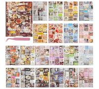 LATUMCO Libro de calcomanías retro japonés, más de 320 calcomanías estéticas japonesas vintage, 20 hojas de diseños de alimentos, bebidas, paisajes y vida cotidiana para diario, funda de teléfono y