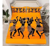 Latwerio Sabanas 135 x 190 Mujeres Africanas 3D impresión Sábana Bajera de Microfibre Suave y Cómoda, África Funda de Colchón Sábana con Elástica Bolsillo Profundo 30 cm, Sabanas Cama 135, R102