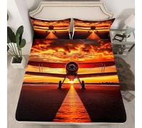 Latwerio Sabanas 160x200 Helicóptero 3D impresión Sábana Bajera de Microfibre Suave y Cómoda, Pista de Aterrizaje Funda de Colchón Sábana con Elástica Bolsillo Profundo 30 cm, Sabanas Cama 160, R41