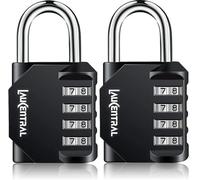 LauCentral 2 Piezas Candado de Combinación 4 Dígitos, Resistente y de Seguridad Negro, Ideal para Taquilla, Gimnasio, Maleta y Armario Hogar