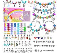 LauCentral Kit de 164 piezas para hacer pulseras de abalorios, suministros para hacer joyas, cuentas, suministros de manualidades con cadena de serpiente para regalos de Navidad para niñas,
